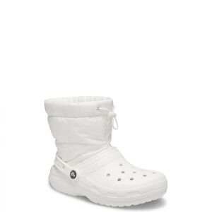 NEW CROCS women's classic lined neo puff boots in white
